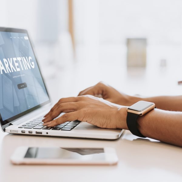 Man working on his laptop web marketing agency
